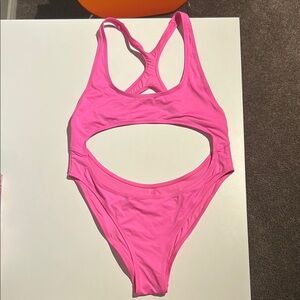 SKIMS Pink Cutout One-Piece Swimsuit